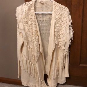 Lace fringe women’s cardigan